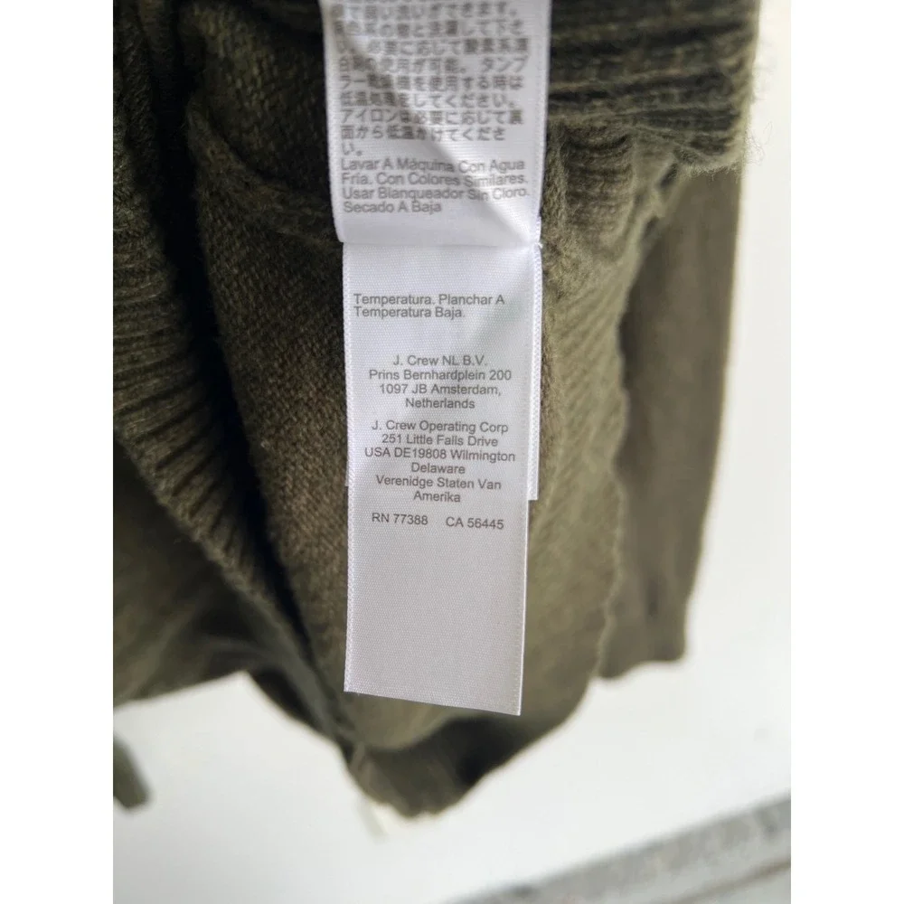 J. Crew Mens XL‎ Olive Green Lambswool Blend Raglan Crewneck Sweater Re-Imagined